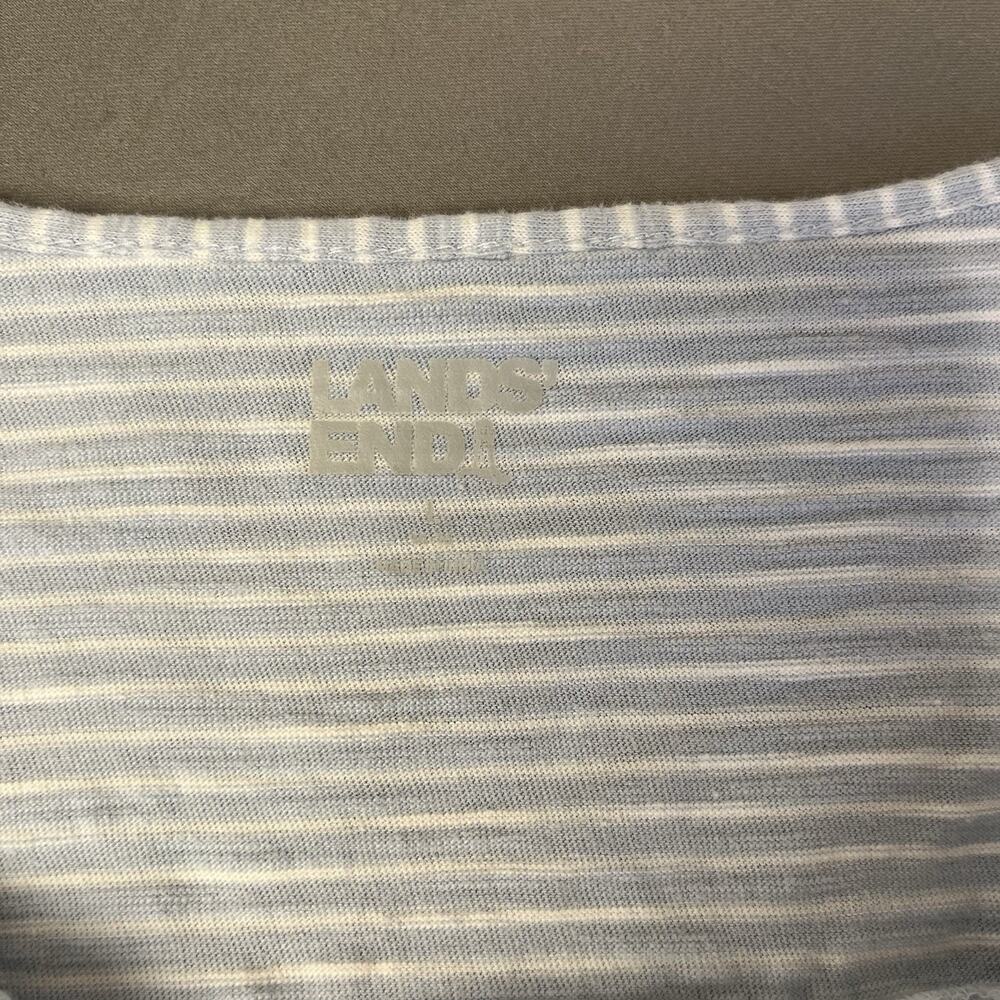 Lands End Striped Slub Top Size Large 3/4 Sleeve V-Neck 100% Cotton Casual - Picture 6 of 7